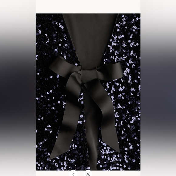 H&M navy sequin blouse bow jacket size small brand new sold out holiday party - Picture 4 of 4